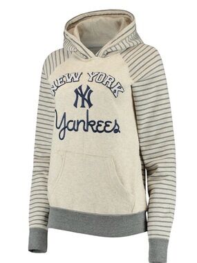 New York Yankees Soft as a Grape Women's Striped Pullover Hoodie GUC